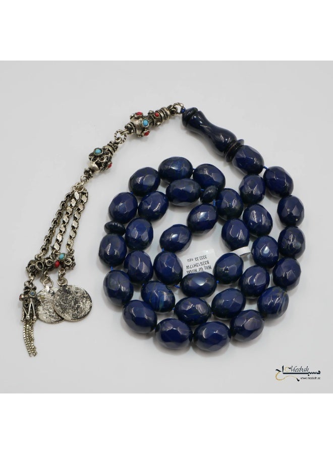 Antique German Muski Bakelite Rosary – 33 Beads (13–17 mm) – Pigeon Egg Cut – Silver Nasal - Image 4